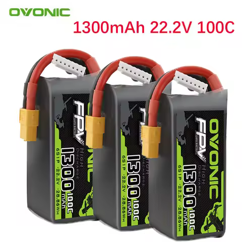 Upgraded OVONIC 100C 1300mAh 22.2V Lipo Battery For RC Helicopter Quadcopter FPV Racing Drone Parts 