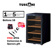 Tuscani Wine Cellar / Fridge / wine chiller Bellona 38 (Free for Tuscani 4PCS Corkscrews &amp; Openers gift) / Hisense RW32N4ATB Wine Cooler 30 Bottles LED Lighting