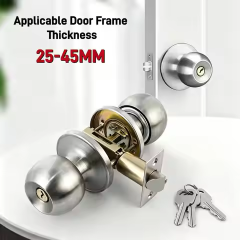Aluminum Alloy Globular Door Knobs Rotation Lock Knobset Handle Metal Door Knob With Key For Bedroom