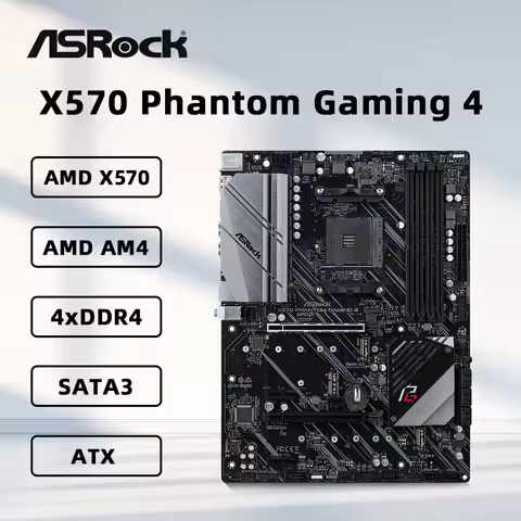 ASRock X570 Phantom Gaming 4 Motherboard AM4 AM5 4xDDR4 PCIe 4.0 Support 5800X3D 5900 5700x3D 5600G 