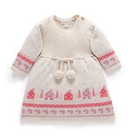 澳洲Purebaby有機棉女童針織洋裝/裙子 6M~4T 米色鄉村風