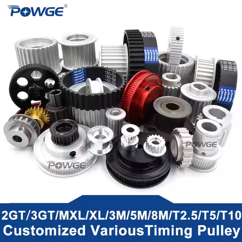 POWGE HTD 3M 5M 8M 2GT 3GT 5GT 8YU S2M S3M MXL XL L H T2.5 T5 T10 Synchronous Pulley AL alloy C45E C