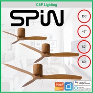 Spin Caramel 43" / 52" / 60" Smart Natural Grain Designer DC Ceiling Fan with Optional LED