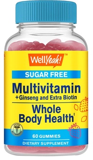 Multivitamin Sugar Free Gummies with Ginseng, Vitamin A, C, D3, E, B12, B6, B1, B2, B5, Niacin, Foli