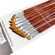 High-Quality 12pcs Angular Artist Paint Brush Set - Anti-Shedding Nylon Hair Durable and Versatile f