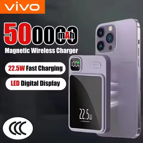 VIVO 50000mAh Magnetic Wireless Charger Power Bank External Battery Fast Charging Power Bank For And