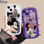 Simplicity Transparent Tpu Couple Disney Mickey Minnie Phone Case Compatible For OPPO A3S A5 AX5 A5S AX5S A7 AX7 A12 A12e A5 A9 2020 F9 Pro