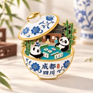 SYARIAH TOYS Panda Mahjong Chengdu Sichuan Refrigerator Sticker – Unique Souvenir Decoration Magnet