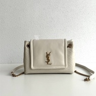 99新🆕 Saint Laurent YSL 聖羅蘭 Nolita Mini 白色金釦 斜背包 肩背包