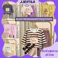 Baju Budak Lelaki Perempuan (1-8y) Tshirt Cotton Kanak Kanak 3/4 Sleeves Seluar Panjang Baby Boy Gir