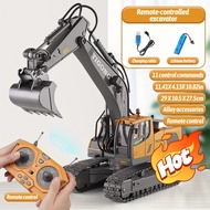 Children Remote Control Excavator Construction Toys, 1200mAh RC Excavator Toys with Metal Shovels an