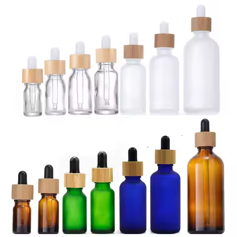 1x 5x 5ML-100ML Frosted Green Dropper Glass Aromatherapy Liquid Bottles for Essential Massage Oil Pi