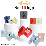 Set of 10 paper ring boxes 4x4x3 H443N with colorful bows - Pauline's Store