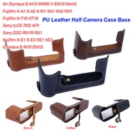 PU Leather Half Camera Case Bag Cover Base for Fujifilm X-T10 XT10X-E1 X-E2 XE1 XE2X-A1 X-A2 X-M1 XA1 XA2 XM1Olympus E-M10 EM10E-M10 MARK II EM10 Mark2 Sony DSC-RX1R RX1ILCE-7M2 A7II