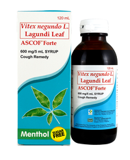 Ascof Forte Vitex negundo L. Lagundi Leaf  600mg/5mL 120mL Sugar-Free Syrup Menthol