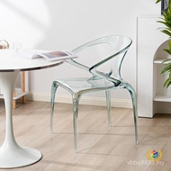 Leisure Belt Household Armrest Plastic ins Acrylic Transparent Stool Crystal Designer Dining Chair C