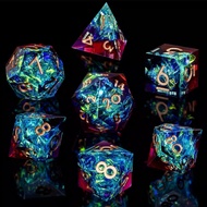 Resin DND Dice Set D&D, Dungeons & Dragons Dice with Box, 7 Piece Polyhedral Roleplaying Dice, Sharp