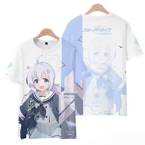 Game Blue Archive Uzawa Reisa Cosplay T-shirts 3D Sorasaki Hina Print Men Women Anime Cartoon Tees H