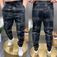 HUKERTIA Internet Celebrity Six Pocket Slim Fit Plaid Casual for Men and New long Jogger Trendy trou