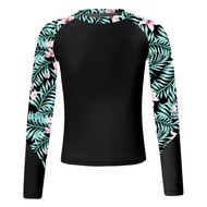 Yartina Kids Girls Mock Neck Long Sleeve Print Swim Top Swimsuit UPF50+ Rash Guard Top Pool Beach Ba