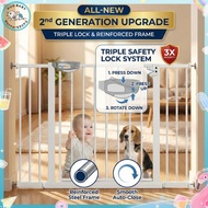【2nd Generation】Gate for Baby Safety Double Lock No Drilling Pet Fence Auto-lock Baby Safety Gate