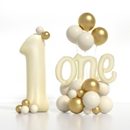 Boys or Girls 1st Birthday Decorations Kits - 40 Inch Cream Number 1 and 18 Inch one Foil Balloons S