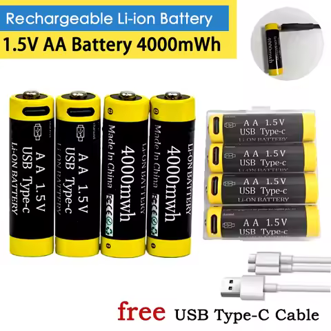 New AA 1.5V 4000MWH rechargeable lithium-ion battery for small fan battery mouse remote control batt