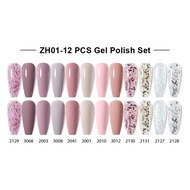NAILCO Gel 12pcs/Set Nail 15ml LED Polish Gellak Soak Off UV Gel Varnish Red Color Gel Glitter Nail 