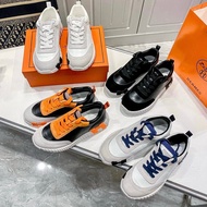 Hermes bouncing Panda Sneakers hermes Couple Sneakers H Home Lace-Up White Shoes Men Women Style h *
