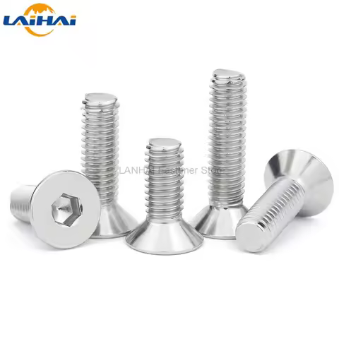 10pcs UNC 1/4-20 US Coarse Thread 304 A2-70 Stainless Steel Hex Hexagon Socket Flat Countersunk Head