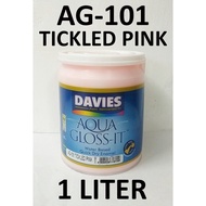 DAVIES PAINT AG-101 TICKLED PINK ---------- 1 LITER ----- AQUA GLOSS IT WATER BASED QUICK DRY ENAMEL