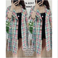 LONG BLAZER MOTIF KOTAK MINT TERBARU / BLAZER WANITA VIRAL