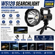 W5120 Portable LED Searchlight Rechargeable Flashlight Super Bright Long Range Torch Light USB Charg