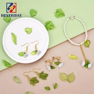 NOVAFLUX 30pcs Green Transparent Leaf Shape Beads, Leaf Shape Green Green Acrylic Leaf Beads, Transp