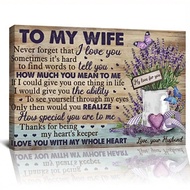 Framed To My Wife, Lavender - I Love You With My Whole Heart, Ready To Hang, Wall Art For Bedroom Li