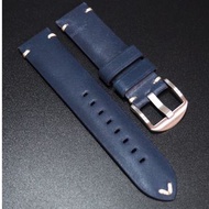 22mm 深藍色意大利牛皮復古錶帶