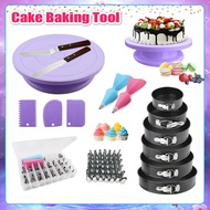 6Pcs/Set Cake Stand Cake tray baking Mould SetTurntable Set Rotating Cake Stand Plastic Scraper Cream Spatula Cake Decorating Tools