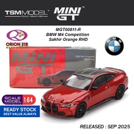 Mini GT 811 BMW M4 Competition Sakhir Orange RHD MGT00811-R TSMMODEL Diecast Car 1/64 Sealed Box