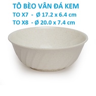 CREAM stone-patterned melamine plastic twist bowl size to X7-Ø 17.2 x 6.4 cm / TO X8 - Ø 20.0 x 7.4 