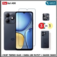 3-in-1 Tempered Glass Package Itel A90 Free Camera + Skin Carbon Riyanali_Shop