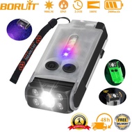 BORUiT V30 900LM UV LED EDC Flashlight Type-C Rechargeable Power Bank Work Light with ic Buzzer Camp
