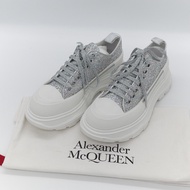 Alexander McQueen 亞歷山大·麥昆 Tread Slick 全銀亮粉 Holo Silver Glitter 亮面織物 繫帶後底運動鞋