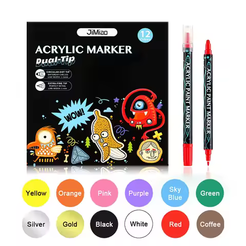 12-36 Colors Double Head Acrylic Markers Pen Set Art for Painting Kid Chirldren Water-proof Student 
