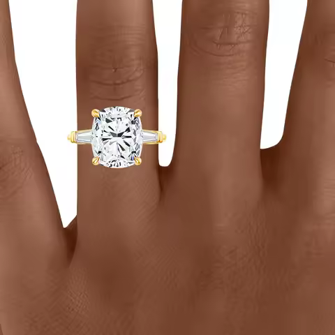 14K Gold 8ct Cushion Cut Moissanite Rings for Men Women AU585 Gold Pillow Lab Diamond Wedding Ring S