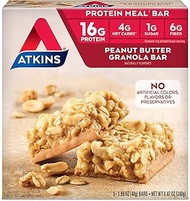 Atkins Protein-Rich Meal Bar, Peanut Butter Granola, 5 Count, Package may vary