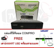 COMPRO TR-T2B กล่องรับสัญญาณดิจิตอลทีวี FullHD1080 แถม เสารับสัญญาน SAMART U5E พร้อมสาย5เมตร