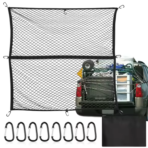 Cargo Net for Pickup Truck Bed 4.10' x 3.80' Stretches to 7.0' x 6.5',Roof Heavy Duty Net Mesh with 