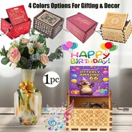 1pc Cute Otter Celebrating 66th Birthday Vintage Wooden Hand-Cranked Music Box, Birthday Gifts for F