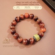 Jade Dan Tam - Red Brown Tiger's Eye Stone Bracelet 10mm 5A Mixed with Tuong Van Charm - Earth Eleme