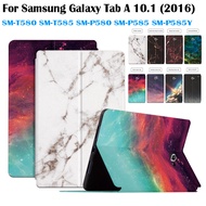 For Samsung Galaxy Tab A 10.1 (2016) Tablet Case SM-T580 SM-T585 SM-P580 SM-P585 SM-P585Y High Quality PU Leather Marble /Sky Non-slip Flip Stand Cover